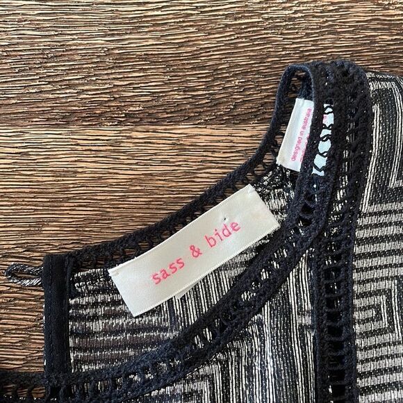 🎀Sass & Bide silk round neck metallic night wings pull over short sleeve blouse - Picture 5 of 12